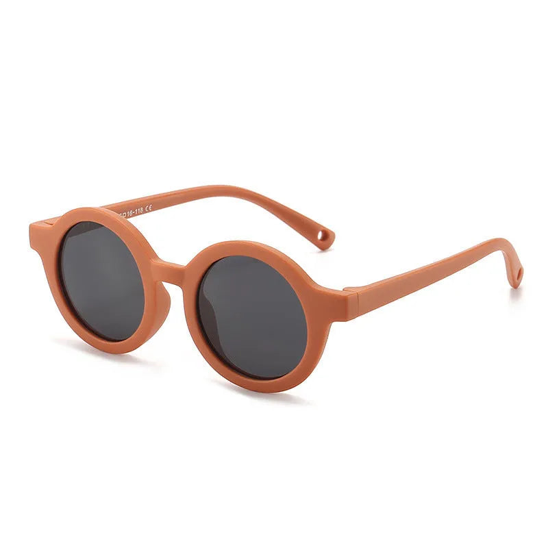 Children's round frame sunglasses with polarised TAC lenses and soft TPEE frame for ages 0-3 years