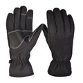 Army Green tactical ski gloves with touchscreen fingertips and anti-slip palm grip on a snowy background.