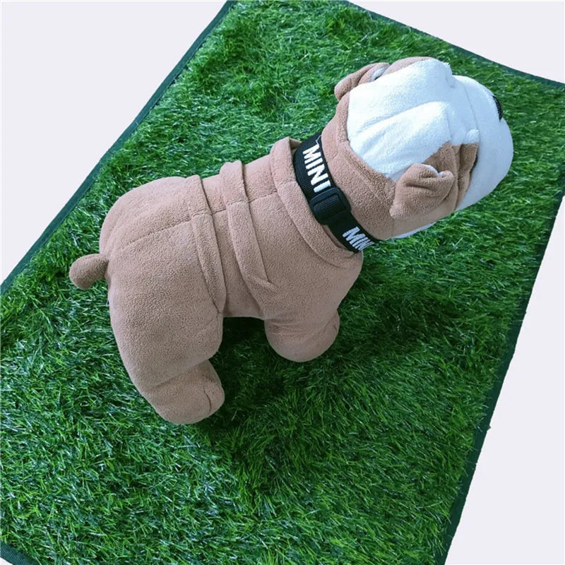 Green dog grass pee pad with realistic texture and drainage layer for pet training