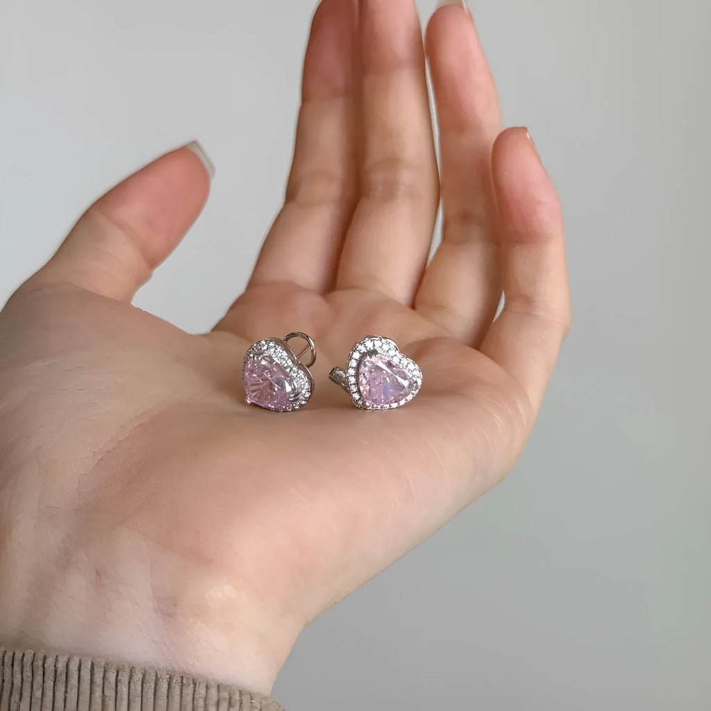 S925 sterling silver stud earrings for women, platinum colour with floral and water droplet pattern