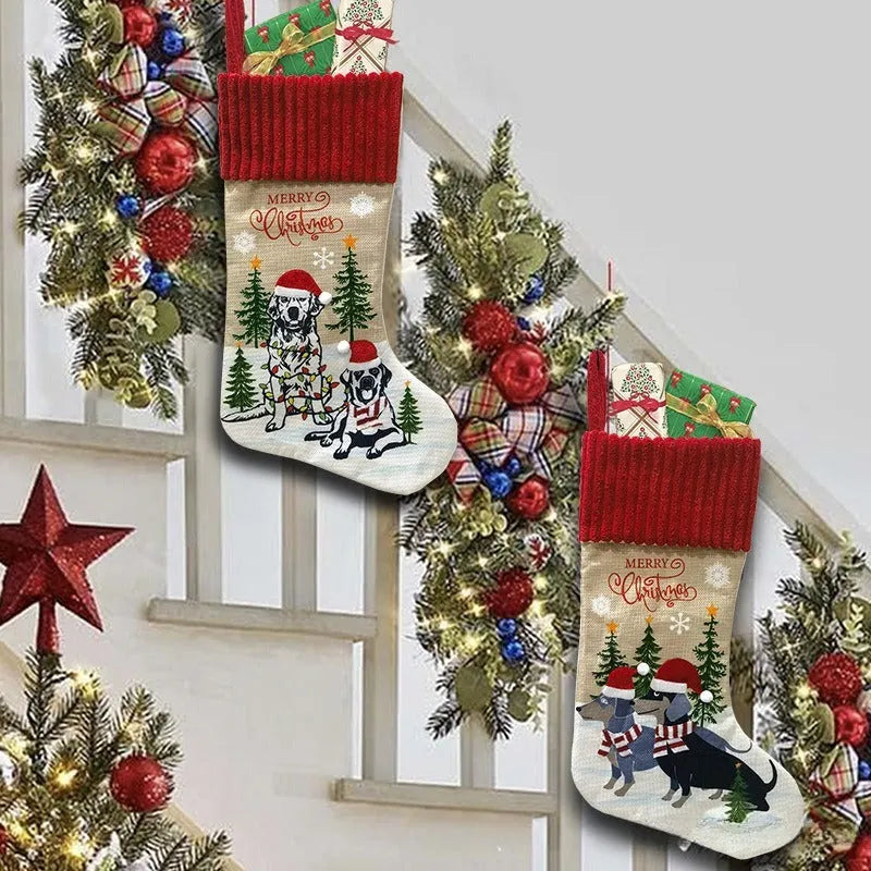 Pet themed cloth Christmas tree pendant ornament with cat and dog designs in pastoral style