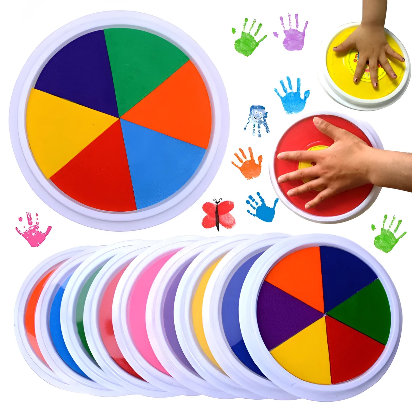 Kindergarten finger print mud set with 16cm inkpad, non-toxic washable pigment and picture albums