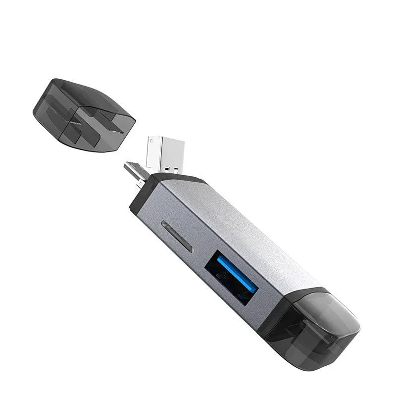 Grwibeou T-933 6-in-1 OTG card reader in black for computers and mobile phones