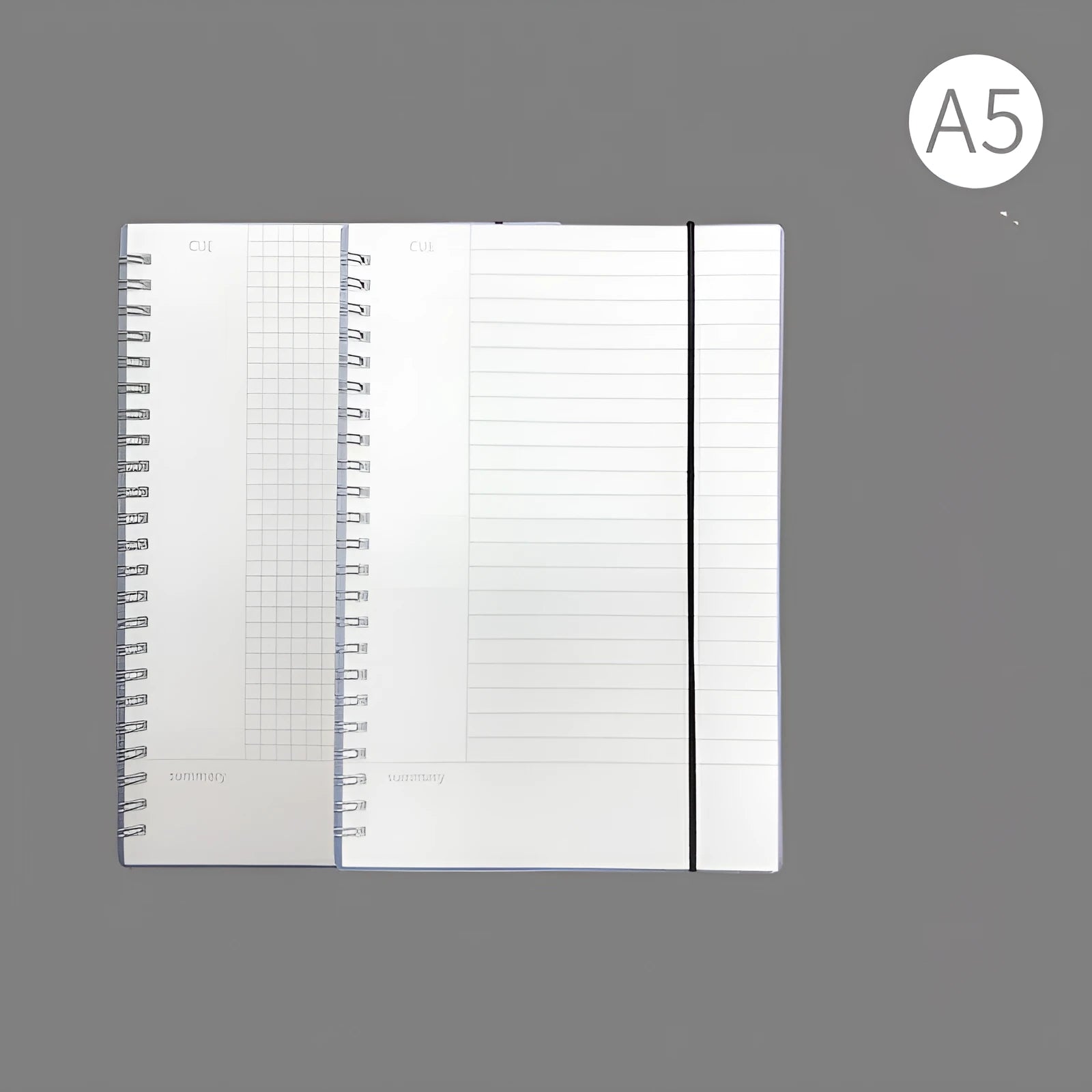 A4 hard cover notebook with PP material showing horizontal grid, horizontal line and lattice ruling options