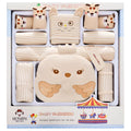 Beige 100% cotton baby cardigan suit set with cartoon animal prints for newborns 0-1 year