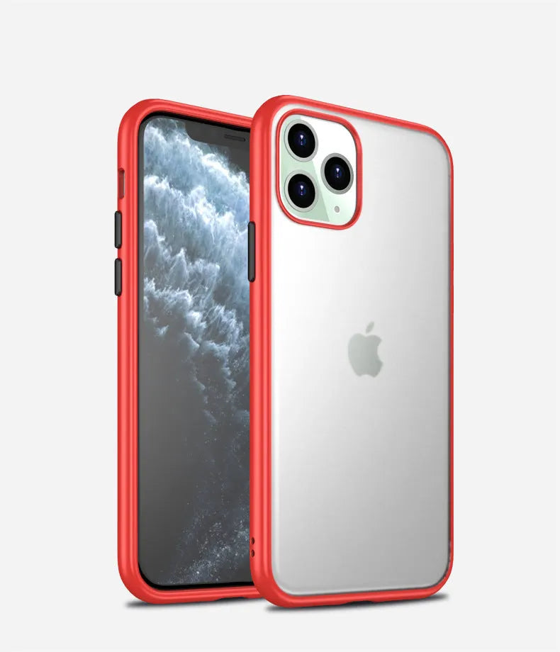 Black frosted hard shell protective case for iPhone 11 with visible corner airbag design