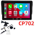 7-inch universal car wireless CarPlay display with suction cup mount on a windscreen.