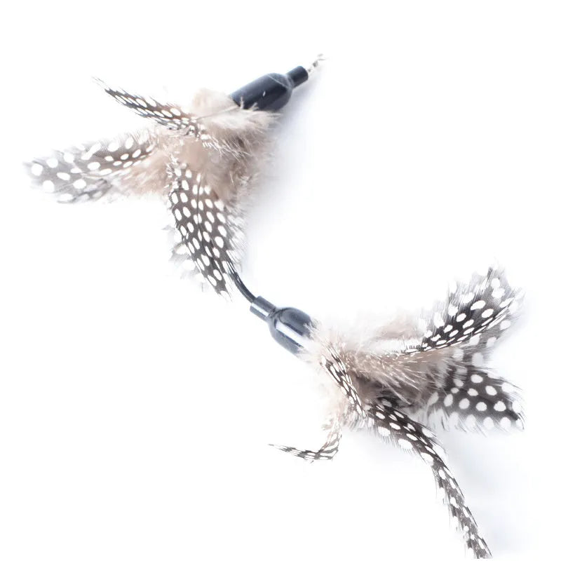 Cat feather teaser pole toy extended to 85cm with five replacement feather heads