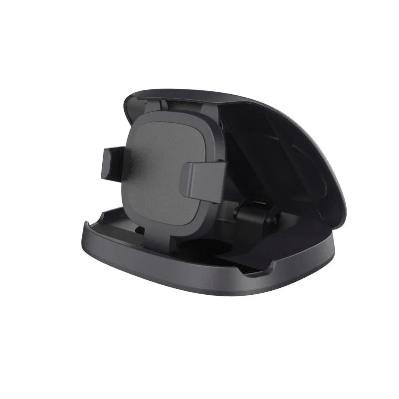 Black plastic rotating suction cup car navigator bracket mounted on a windscreen
