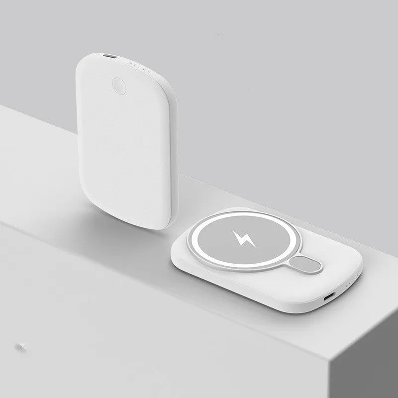 MagSafe magnetic wireless power bank in Barbie Pink, Gentleman's Black, Ivory White, and Lightning Purple colour options.