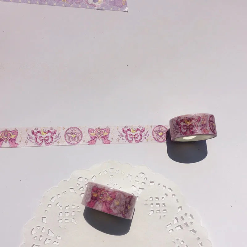 Roll of Japanese paper tape 5m x 1.5cm with decorative pattern on release paper
