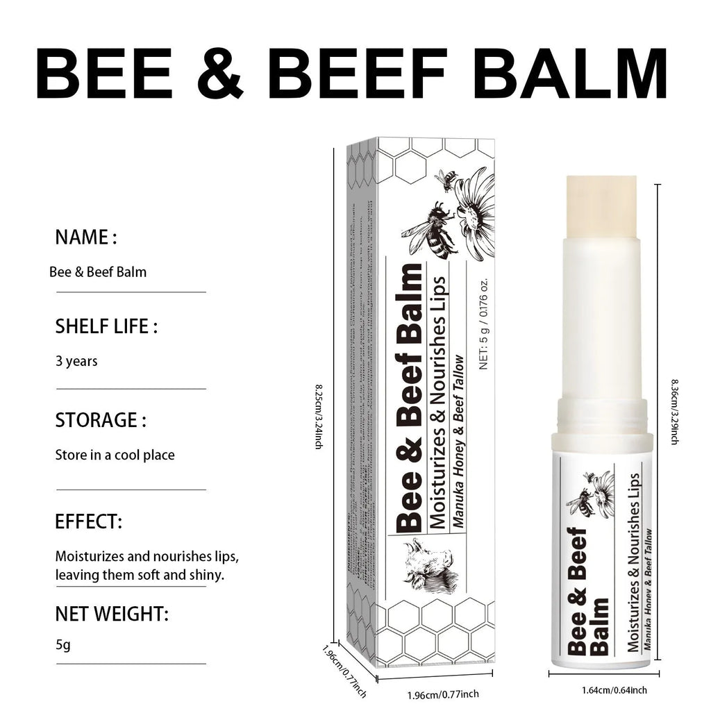 Organic grass-fed butter lip balm in 83mm tall tube with 5g content