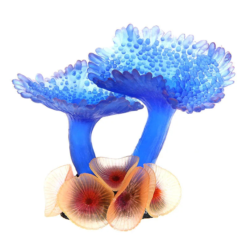 Blue artificial coral plant simulation for aquarium landscaping, 9.5cm size, non-fading decoration