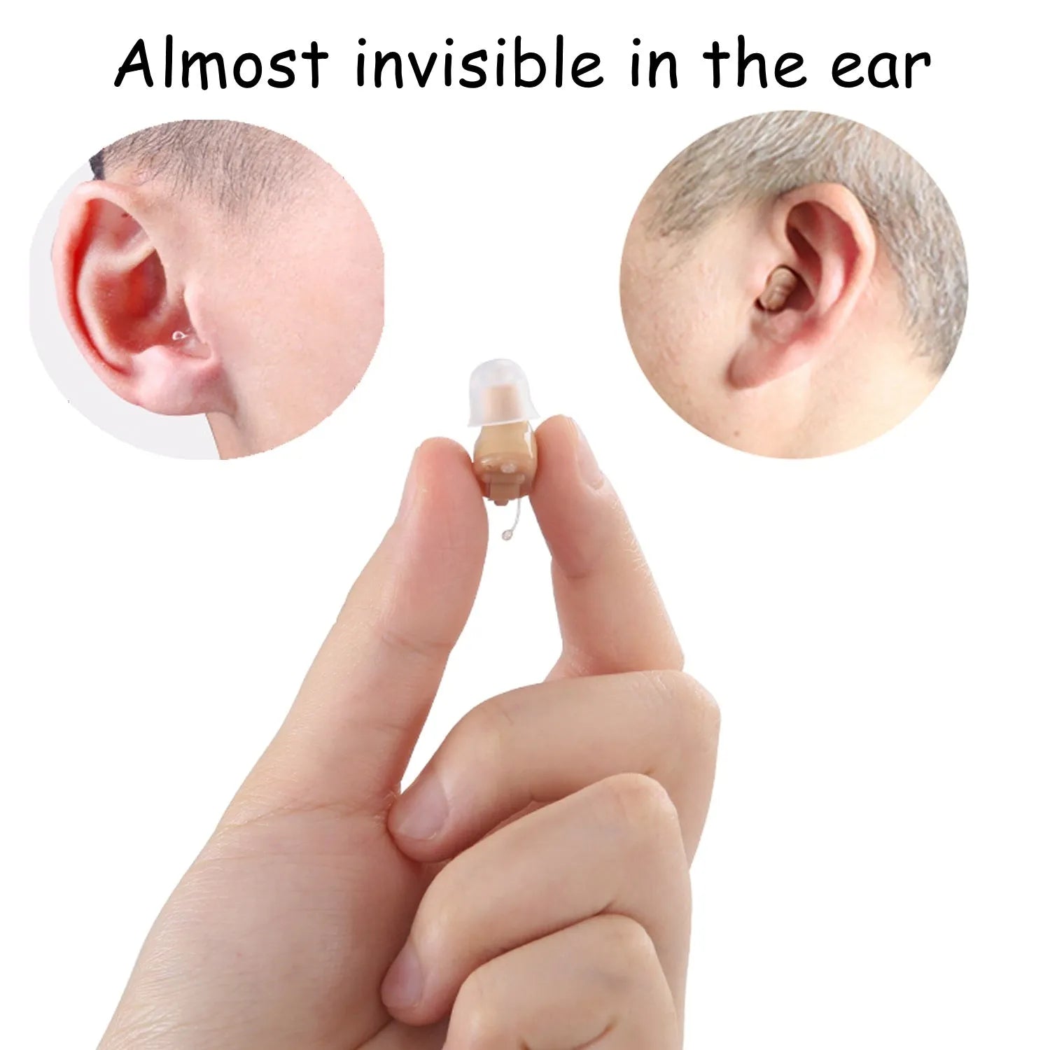 T23 completely-in-canal invisible hearing aid with ear domes in various sizes