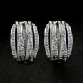 White gold copper geometric cross ear clip with inlaid zircon stones for women