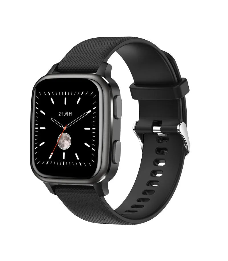 Aluminium alloy smart watch with Bluetooth call, heart rate monitor, and menstrual tracking in multiple colours.