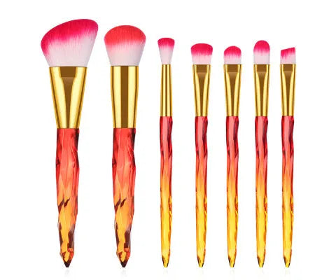 10 crystal-handle foundation brushes with artificial fibre bristles in four colour options