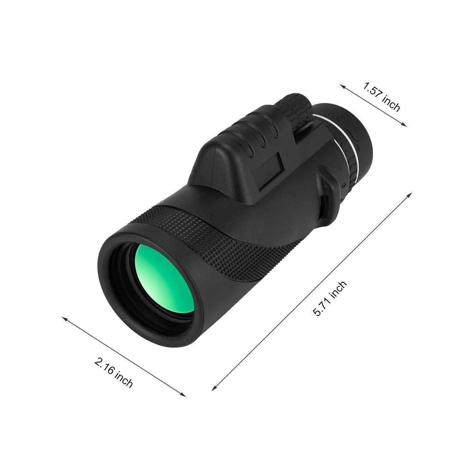 Black 40x60 monocular telescope with compact 144mm design for outdoor observation