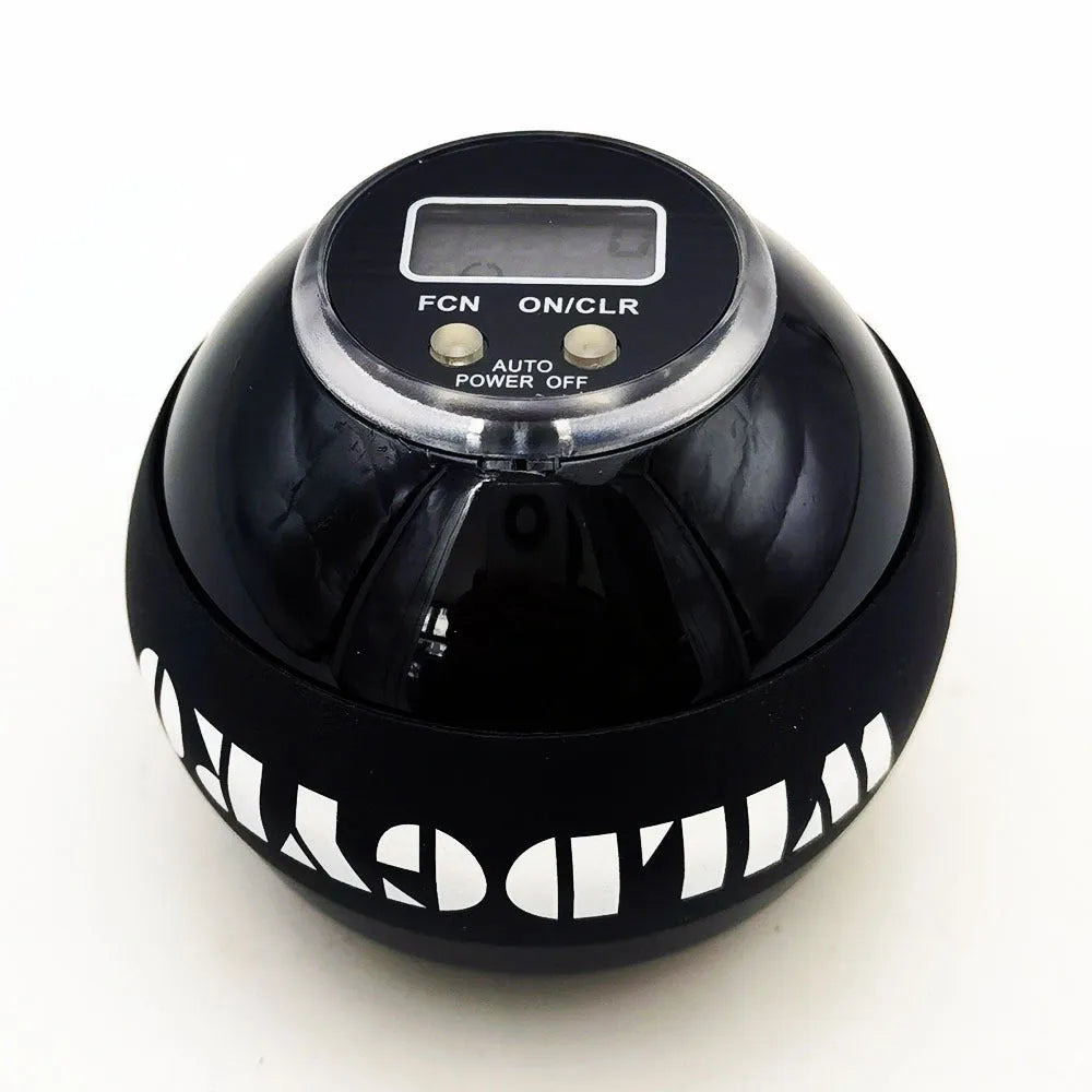 Self-starting luminous count wrist strength ball with ferroalloy core in black colour on white background