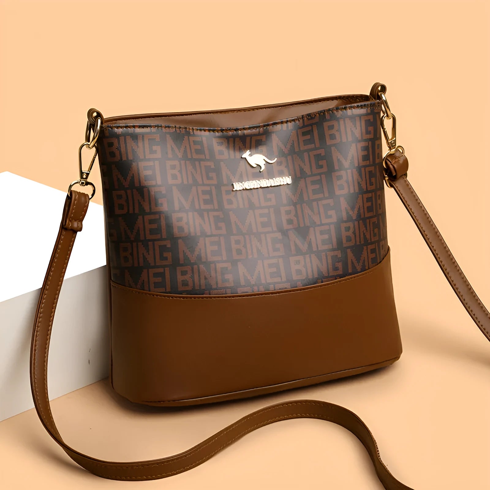 Soft leather messenger bag with multiple compartments in urban simplicity style