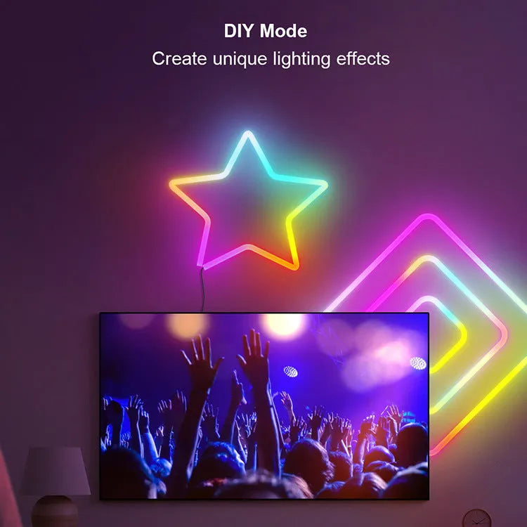 3 metre RGB LED neon light strip with remote control on white background