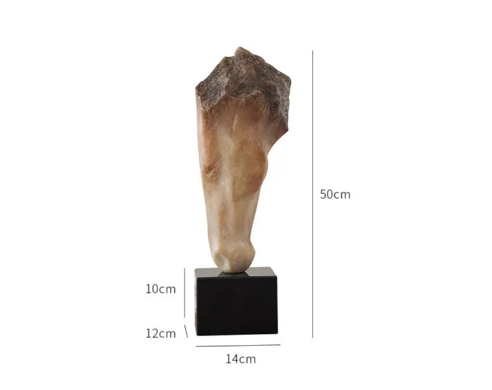 French retro style abstract horse head desktop sculpture with carved texture.