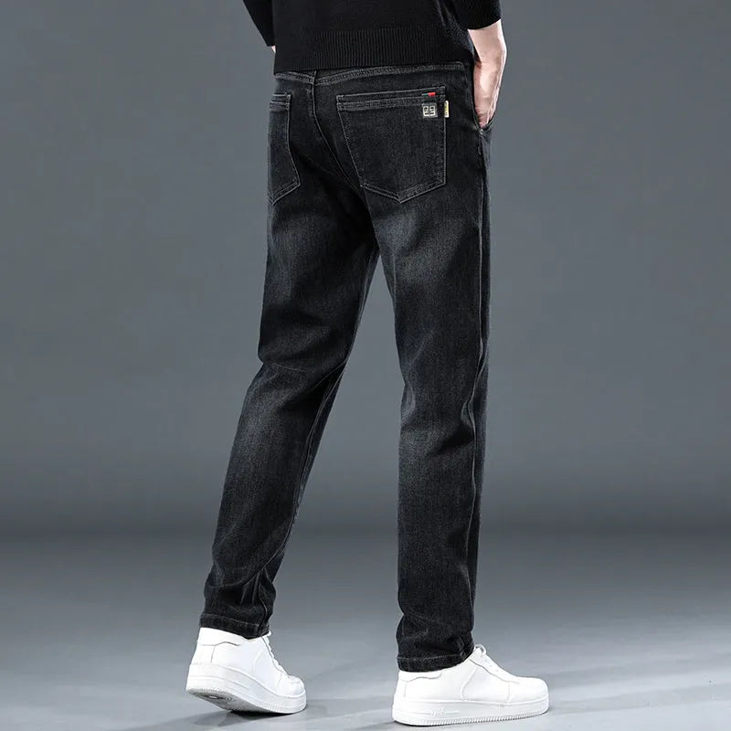 Women's straight leg trousers in blue grey with micro-elastic polyester fabric