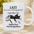Ceramic thermal transfer mug with creative picture style design showing 11oz capacity markings