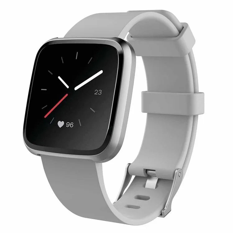 Fitbit Versa Lite replacement TPE wrist strap in multiple colours showing small and large sizes.