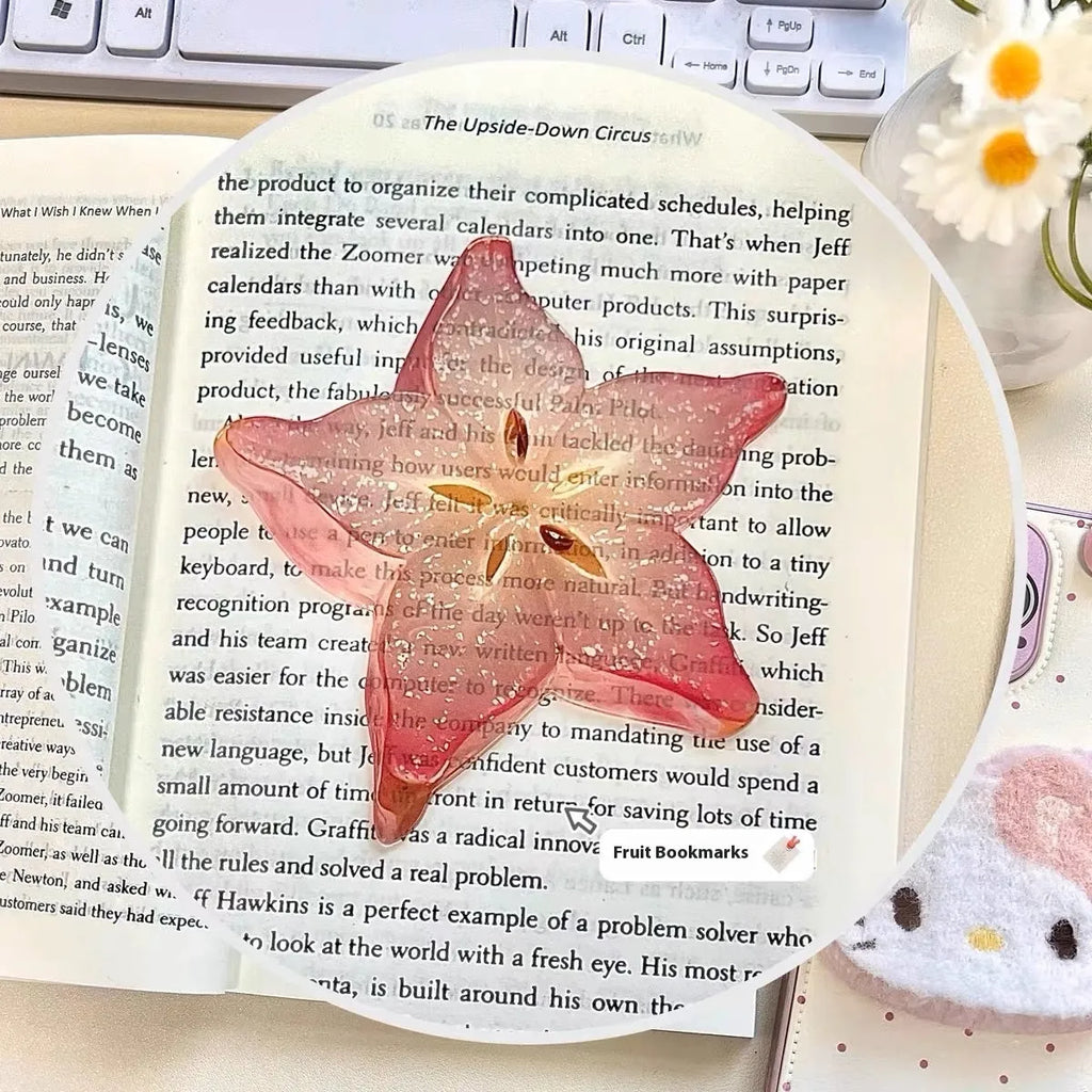 Transparent plastic bookmark with cartoon watermelon design, measuring 8-10cm long