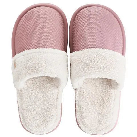 Winter home slippers for women, detachable washable, thermal insulation, stripe pattern, EVA upper, round toe, dark blue colour