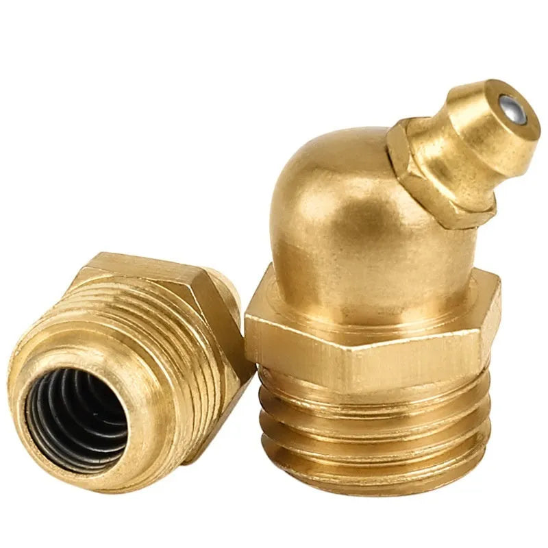 Pure copper head grease nipple with brass nozzle, 45 degree and 90 degree bend options, British thread