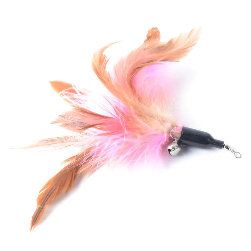 Cat feather teaser pole toy extended to 85cm with five replacement feather heads