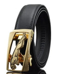 Men automatic buckle leather belt first layer cowhide 3.5cm width black buckle