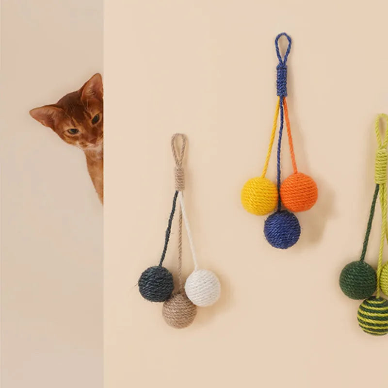 Cat teaser stick toy set with a colourful bite-resistant catnip ball on a 255mm long wand.