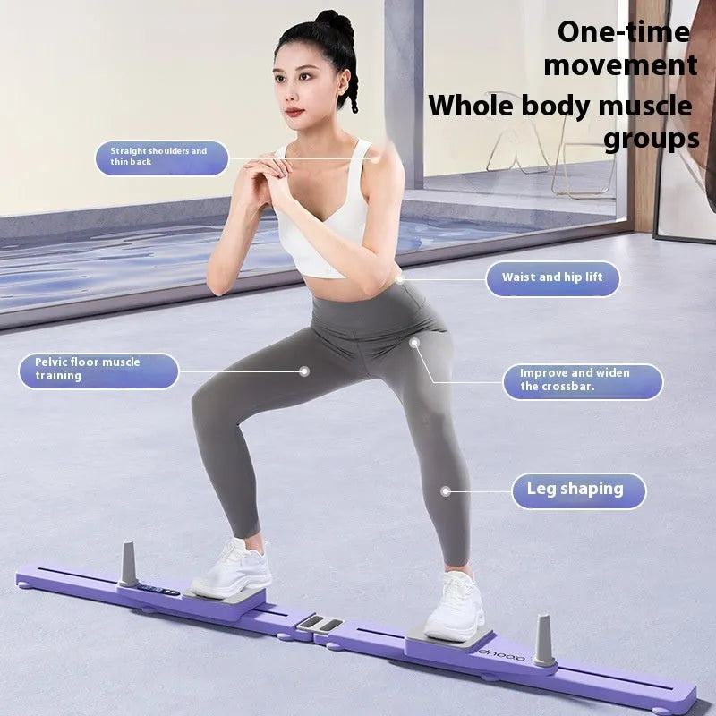 Purple split multifunctional skiing machine trainer with charging counter, 85cm PP construction on home gym floor