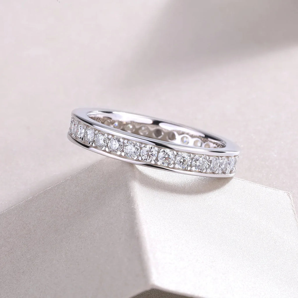 Moissanite wedding ring set S925 silver platinum plated gold platinum rose gold sizes 5-9 with GRA certificate
