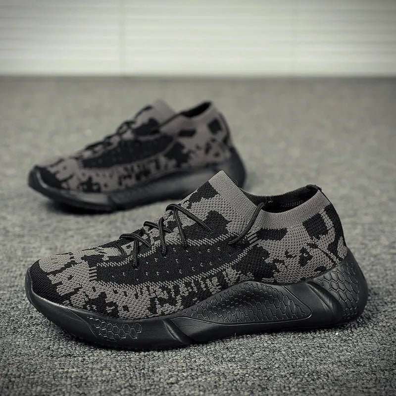Men's breathable high-top jogging sneakers with artificial PU upper, lace-up closure, and colour-matched design for sports casual wear
