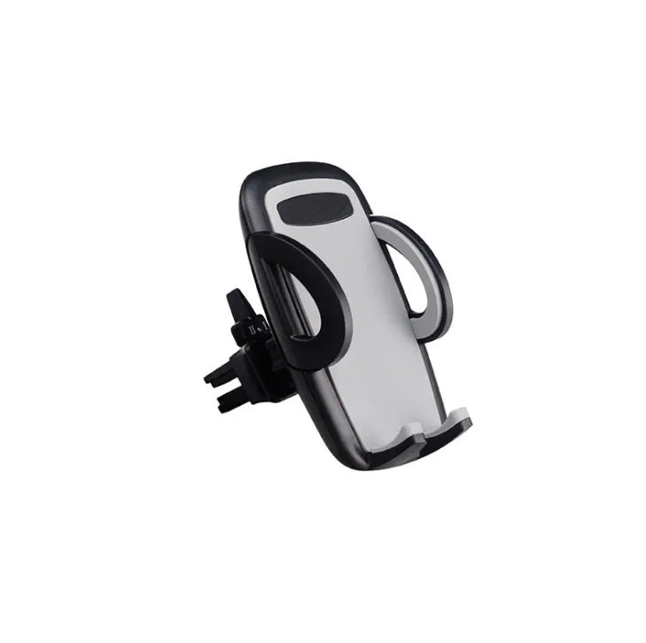 Black plastic car air conditioning outlet mobile phone holder mounted in vehicle vent
