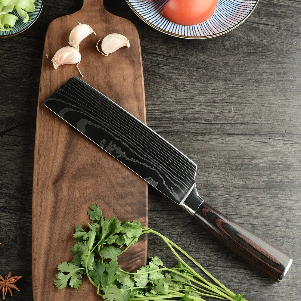 Seven-inch stainless steel multi-purpose kitchen knife with modern simple style and colour finish