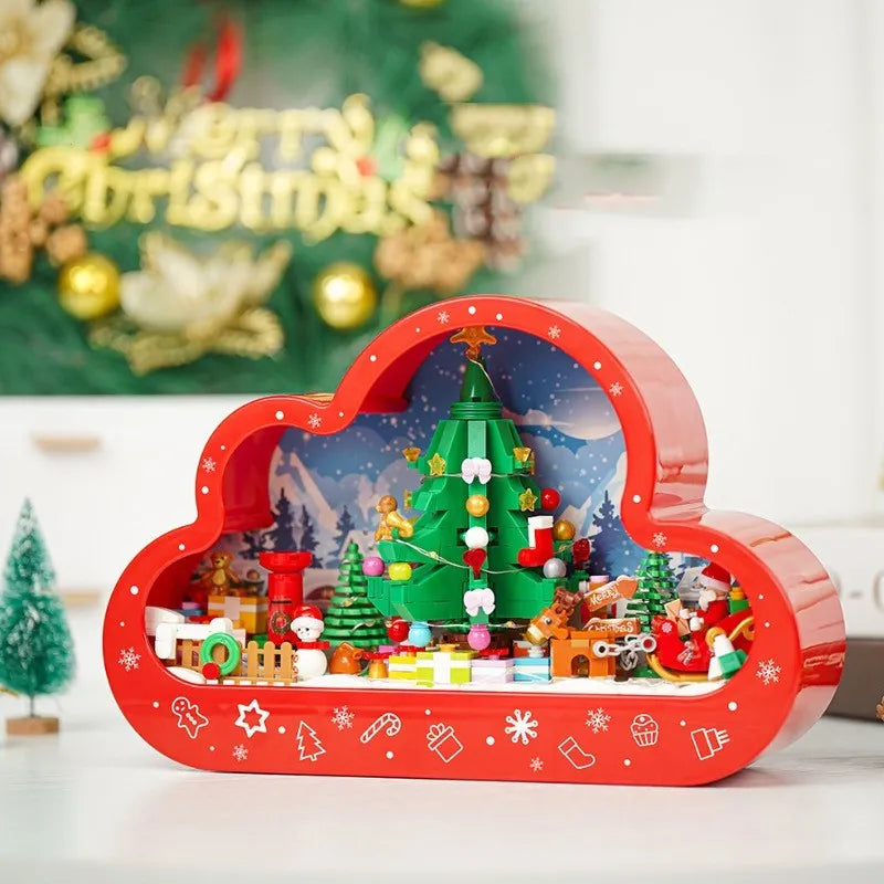 Christmas building block cloud night lamp with decorative mirror frame and LED table light