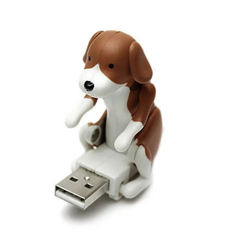 Portable mini brown USB powered dog figure for desktop computer stress relief