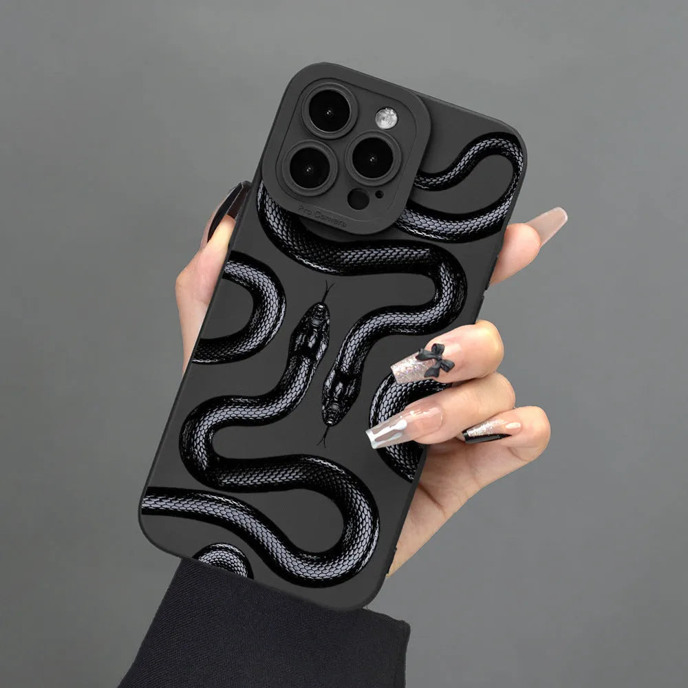 Plastic protective cover for Apple iPhone, black soft shell case with spray finish