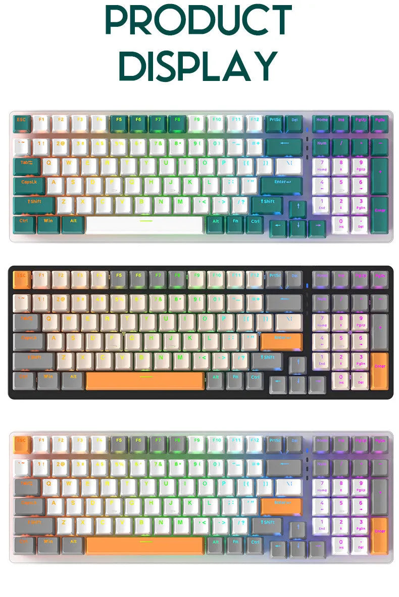 Wired mechanical keyboard with 100 ABS keys, USB cable, compact design, available in Bee colour