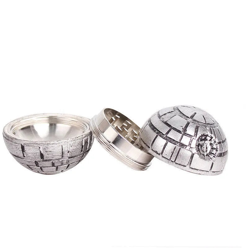 Three-layer 50mm zinc alloy and aluminium grinder in silver grey colour