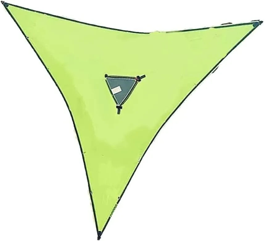 Aerial multi-person triangle hammock in green nylon 210T with 300KG capacity for outdoor camping