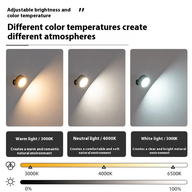 Beige portable touch adjustment small night lamp for bedside reading with tricolour light