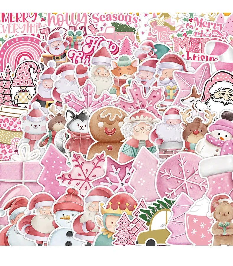 Waterproof Christmas sticker set showing 50 cute holiday designs for car phone computer decoration