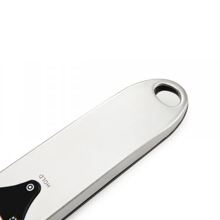 Smart digital measuring spoon kitchen scale with LCD display showing weight measurement
