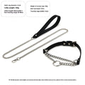 Black cowhide leather punk collar with hand grip rope adjustment and matching leash